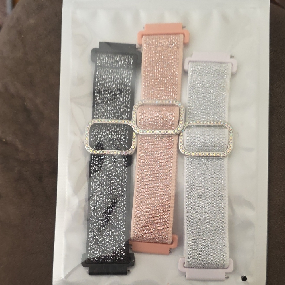 Sparkle Elastic Watch Band Trio — Black, Rose Gold, Silver